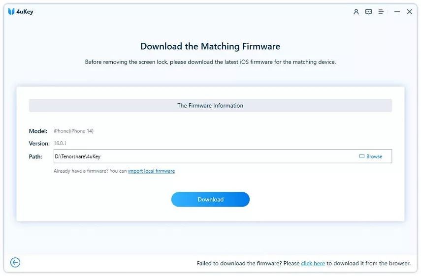 Màn Hình Tải Xuống Firmware Trên Tenorshare 4uKey