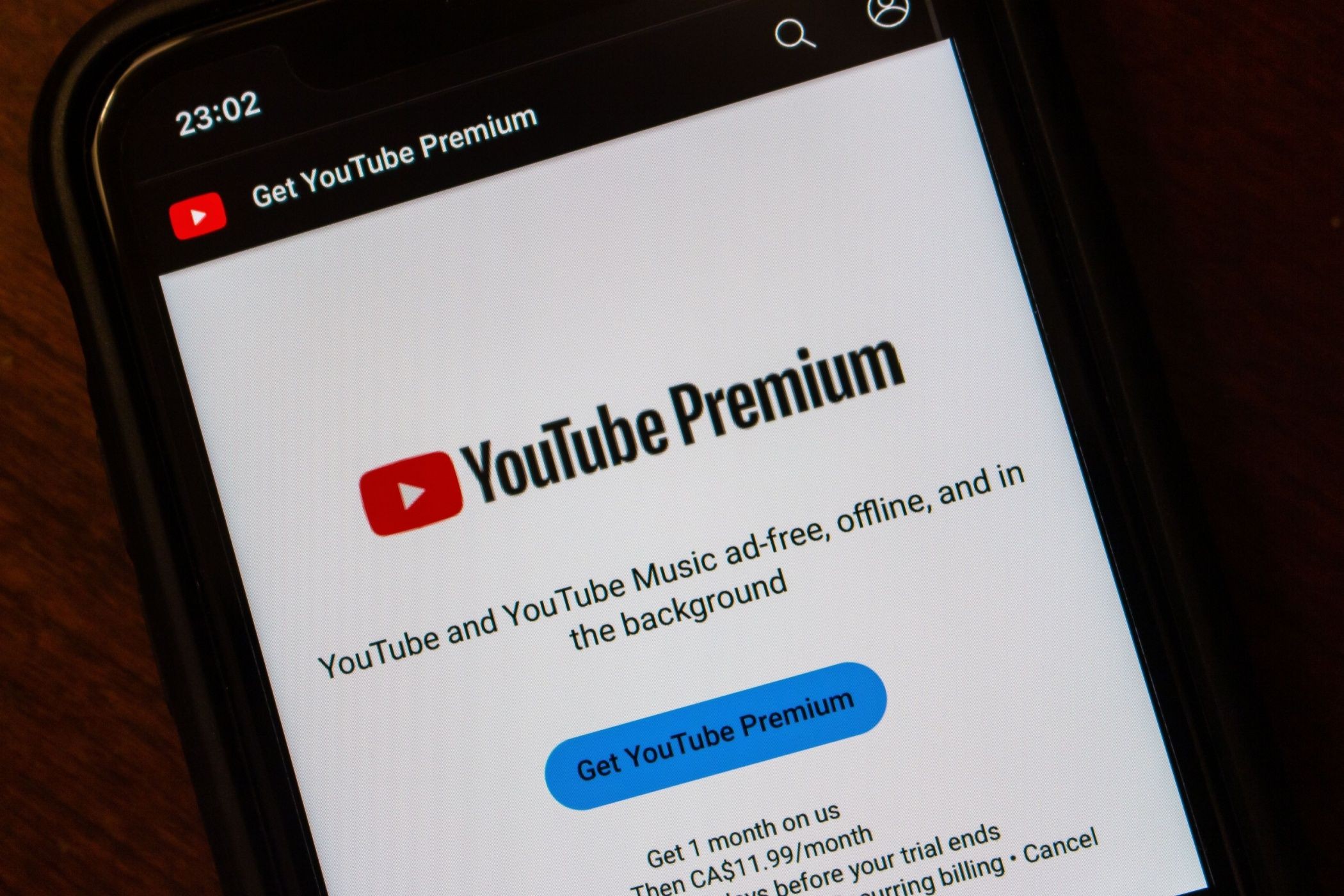 Màn hình thông tin YouTube Premium trên iPhone