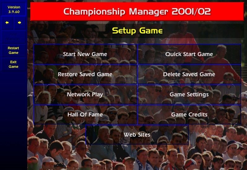 Màn hình tiêu đề của Championship Manager 01/02