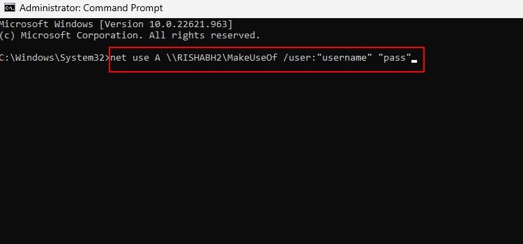 Mạp ổ đĩa trong Command Prompt