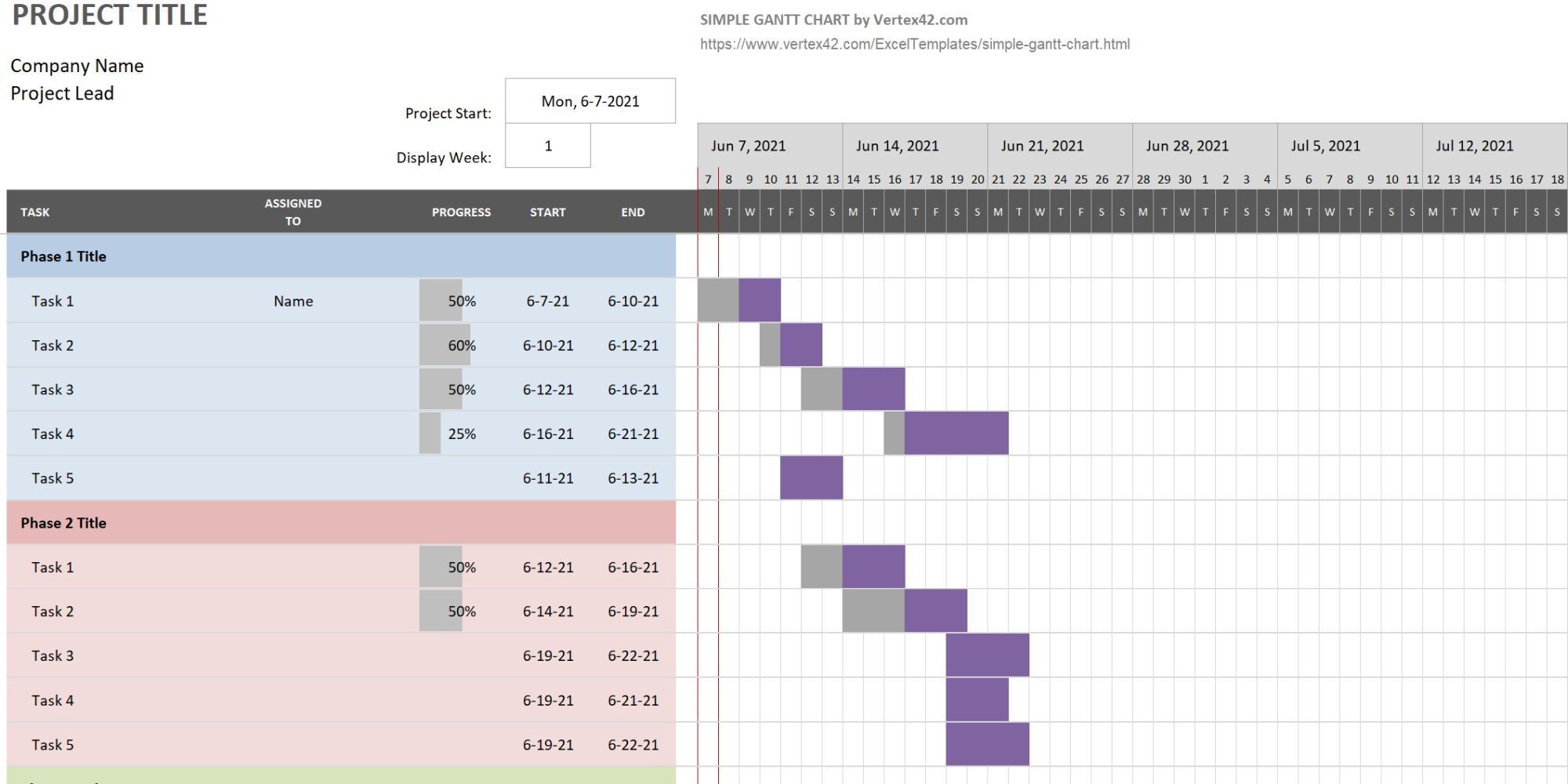 Mẫu Biểu Đồ Gantt Đơn Giản Trên Microsoft Excel