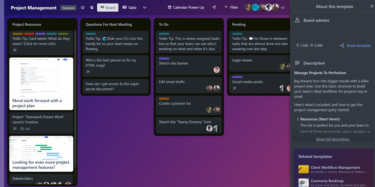 Mẫu quản lý dự án trên Trello