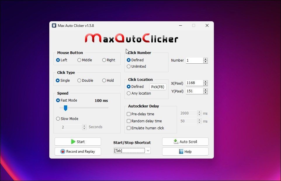 Max Auto Clicker trên Windows 11