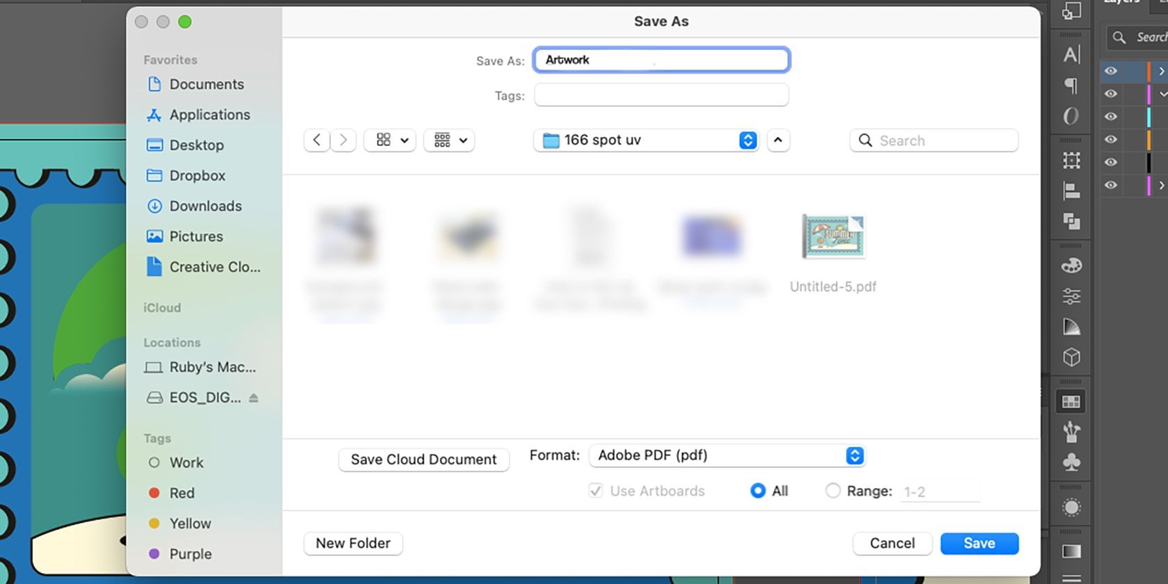 Menu lưu PDF trong Adobe