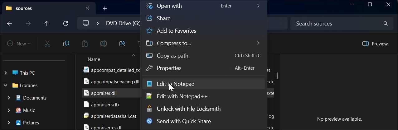 Menu ngữ cảnh File Explorer