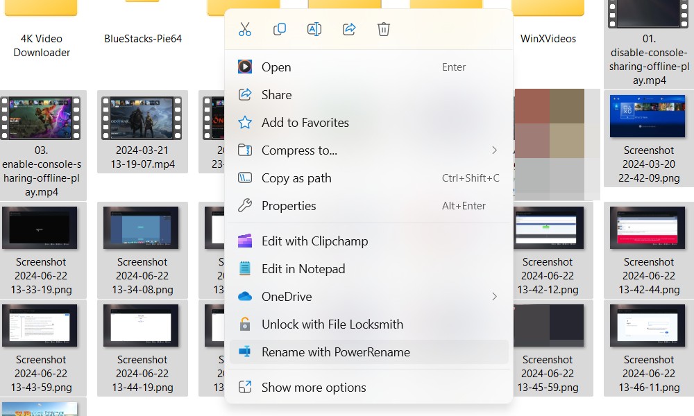 Menu ngữ cảnh Windows hiển thị khi bạn chọn nhiều tệp.