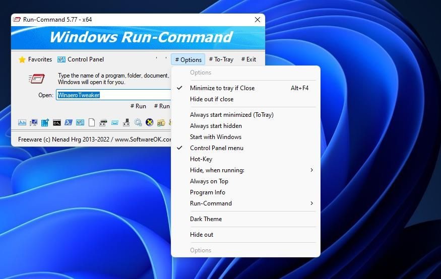 Menu Options trong Run-Command