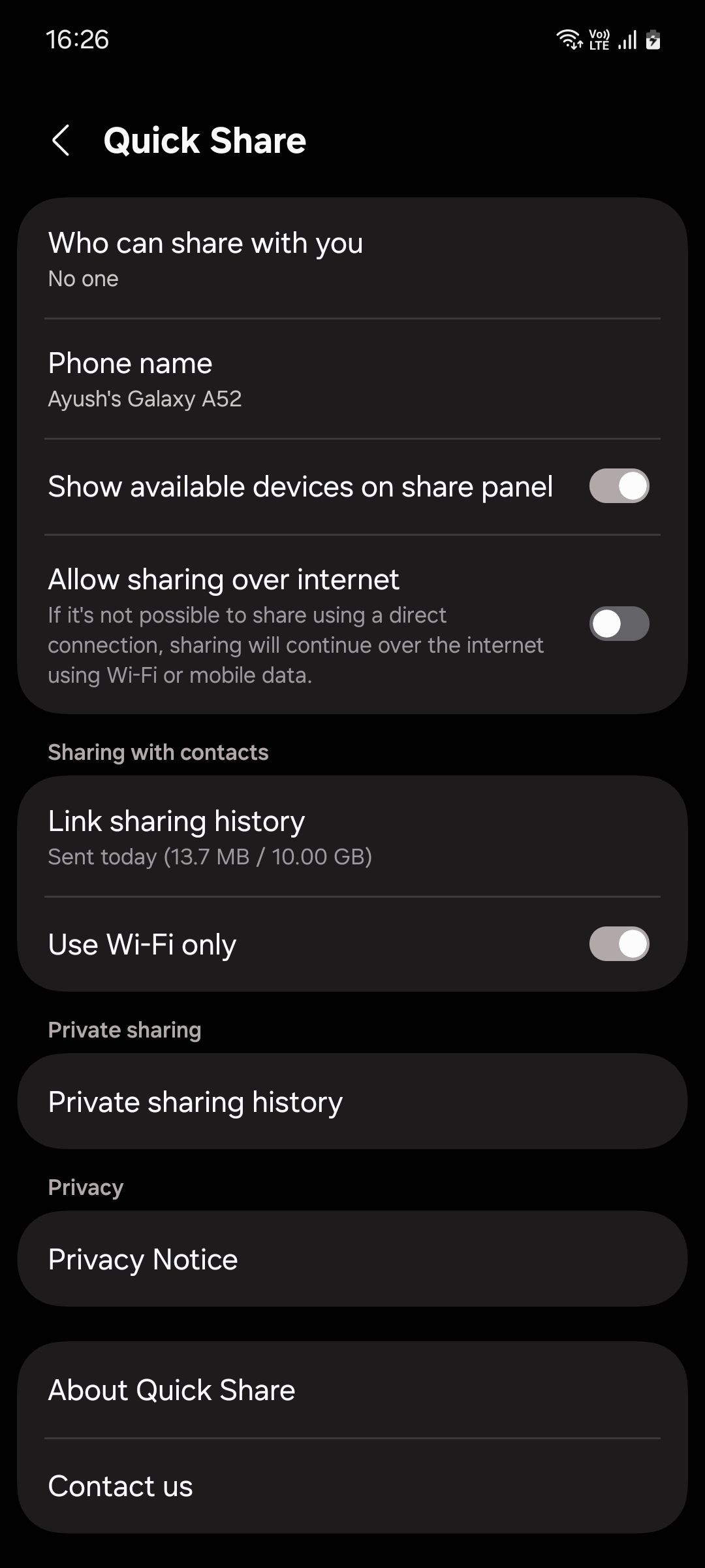 Menu Quick Share trên Samsung One UI 6.1