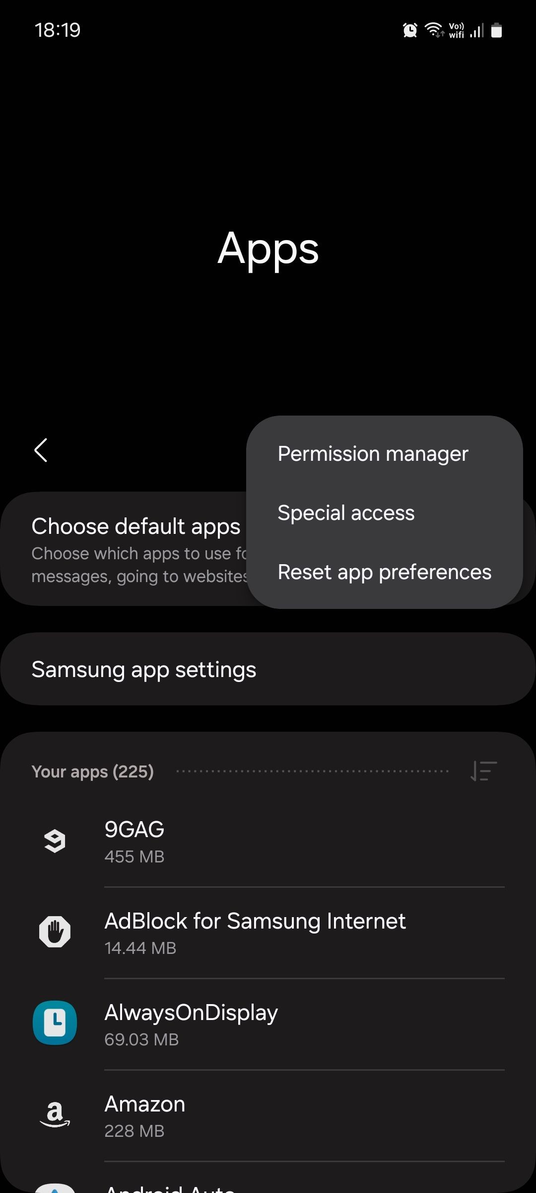 Menu ứng dụng Samsung Galaxy One UI