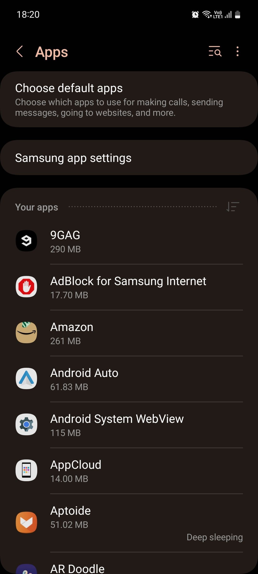 Menu ứng dụng Samsung One UI
