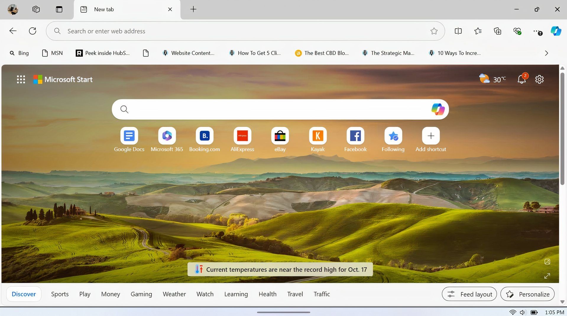 Microsoft Edge trang bắt đầu