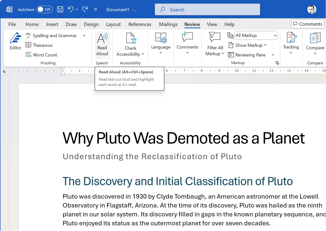 Microsoft Word đọc to