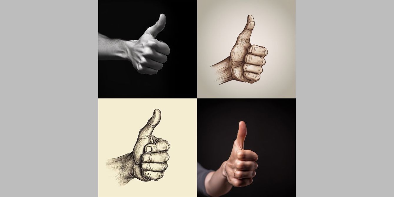 Midjourney - Cử chỉ bàn tay thumbs up