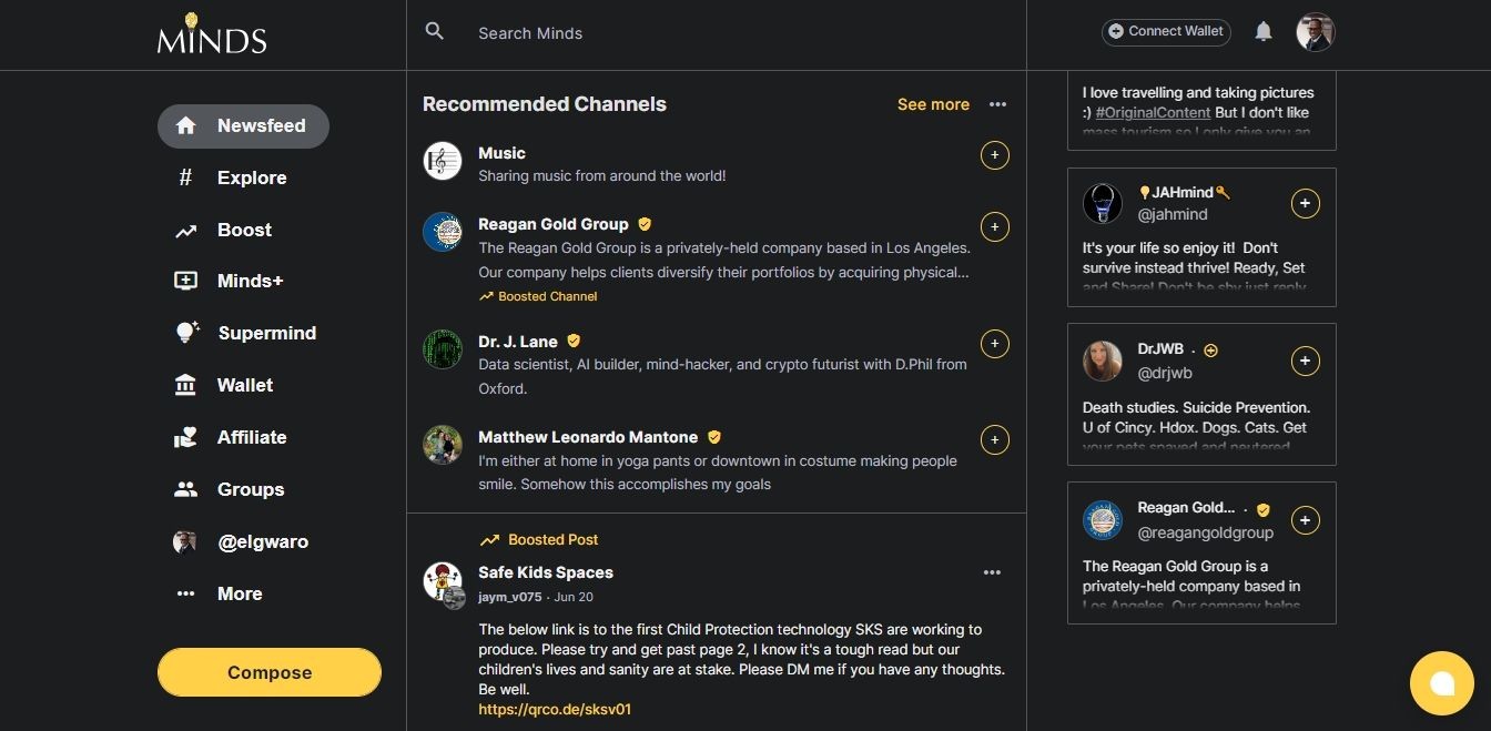 Minds Feed Page