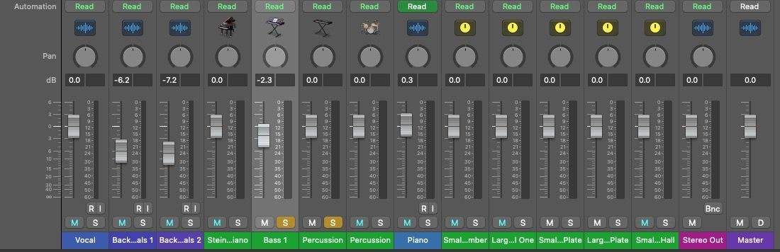 Mixing window in Logic Pro