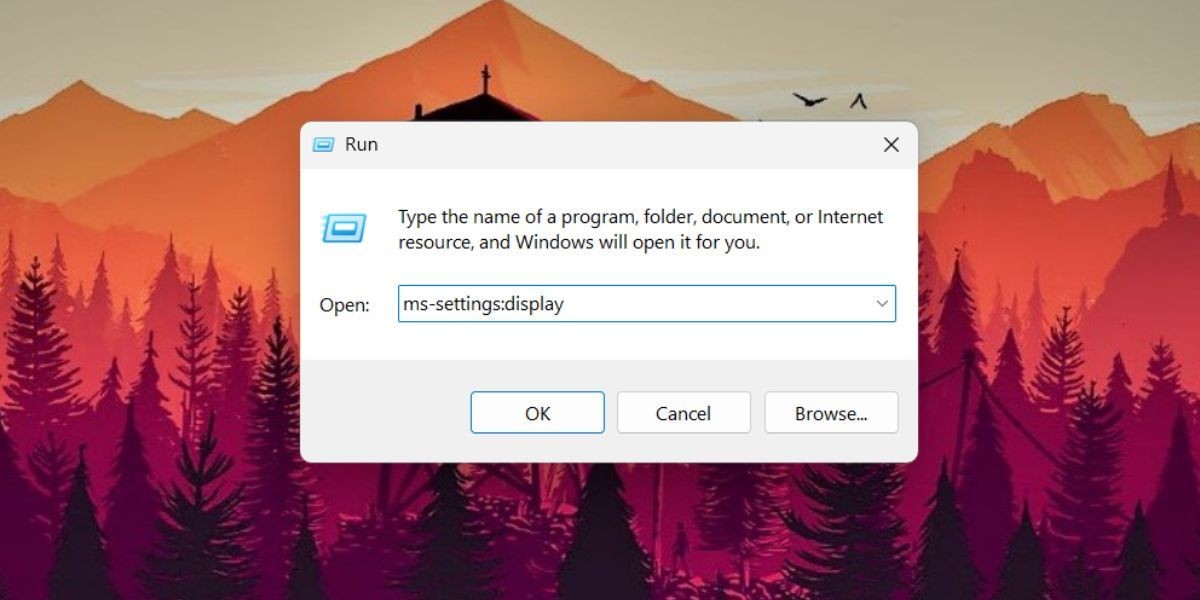 Mở Cài Đặt Hiển Thị từ hộp thoại Run