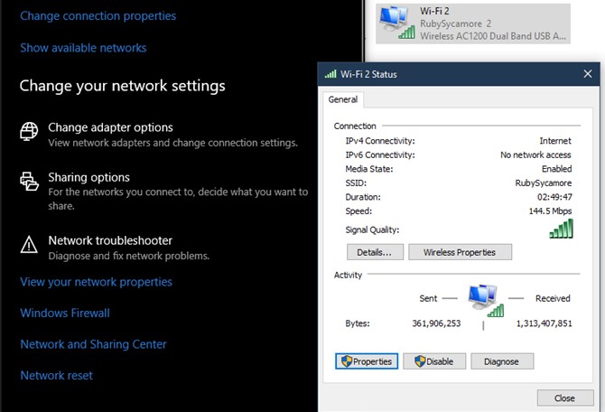 Mở cài đặt mạng trên Windows 10