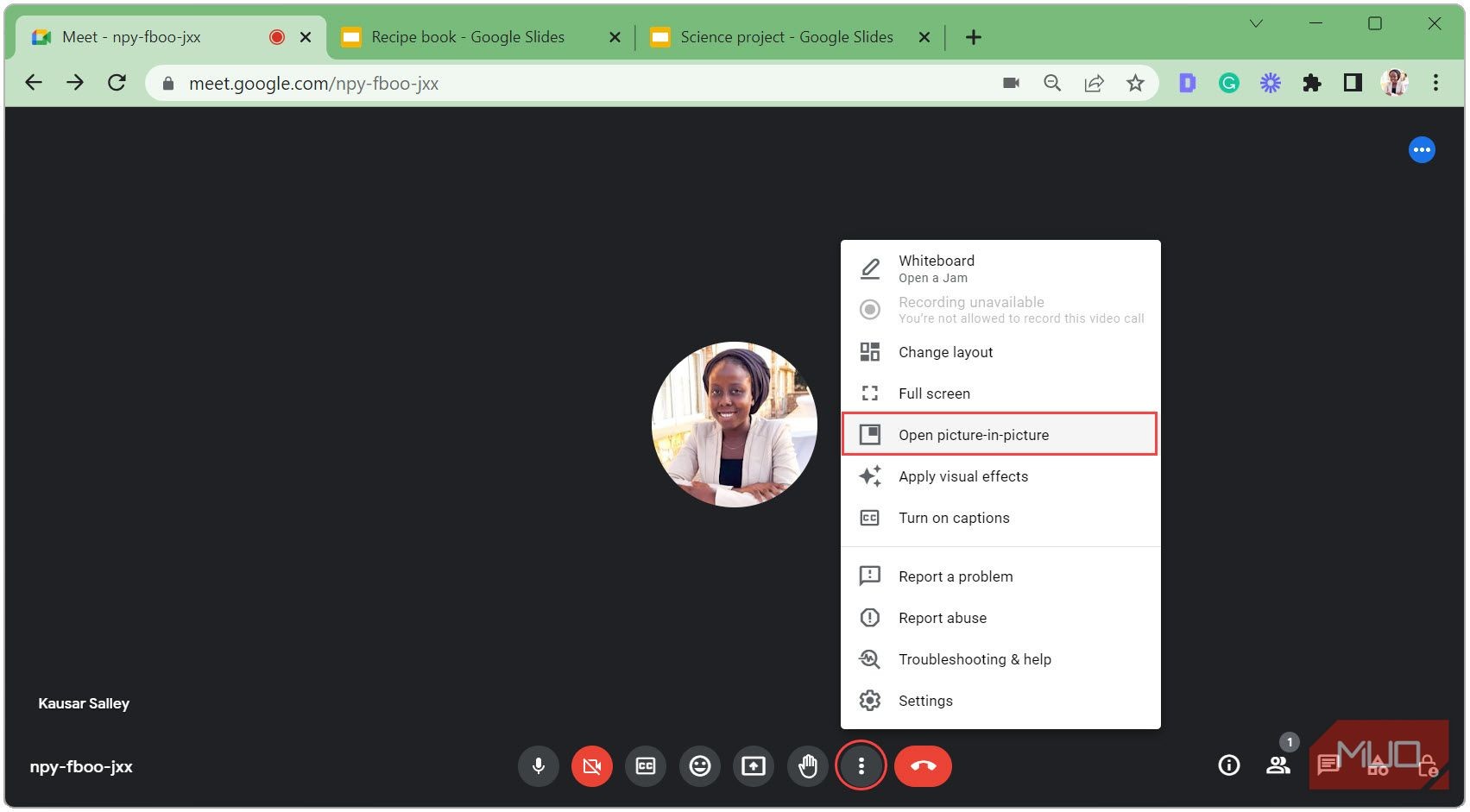 Mở chế độ hình trong hình trên Google Meet