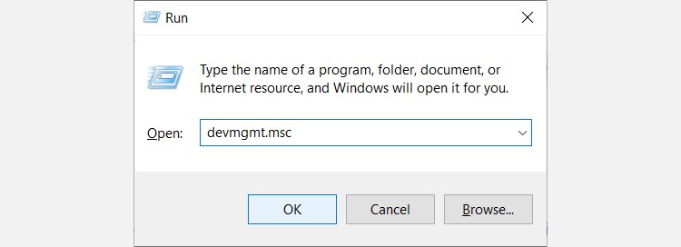 Mở Device Manager với Windows Run