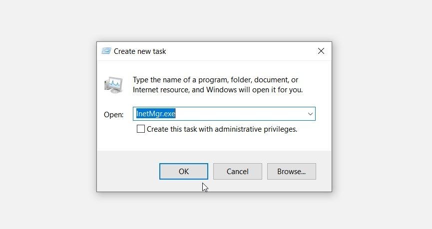 Mở IIS Manager từ Task Manager