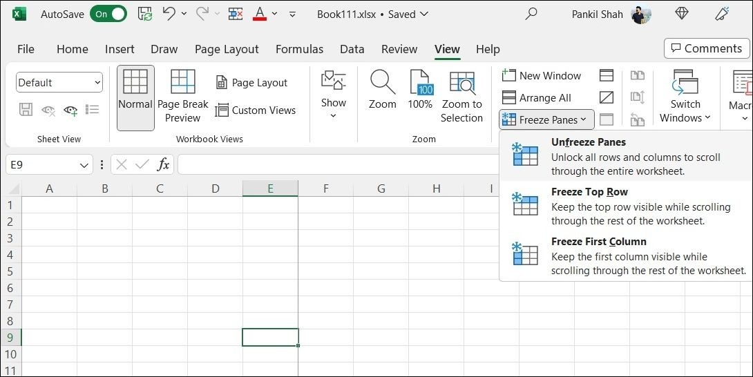 Mở khóa ô đông cứng trong Microsoft Excel