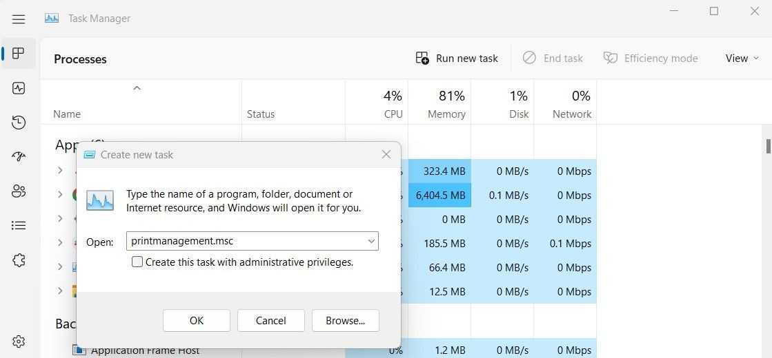 Mở Quản Lý In Ấn Với Task Manager