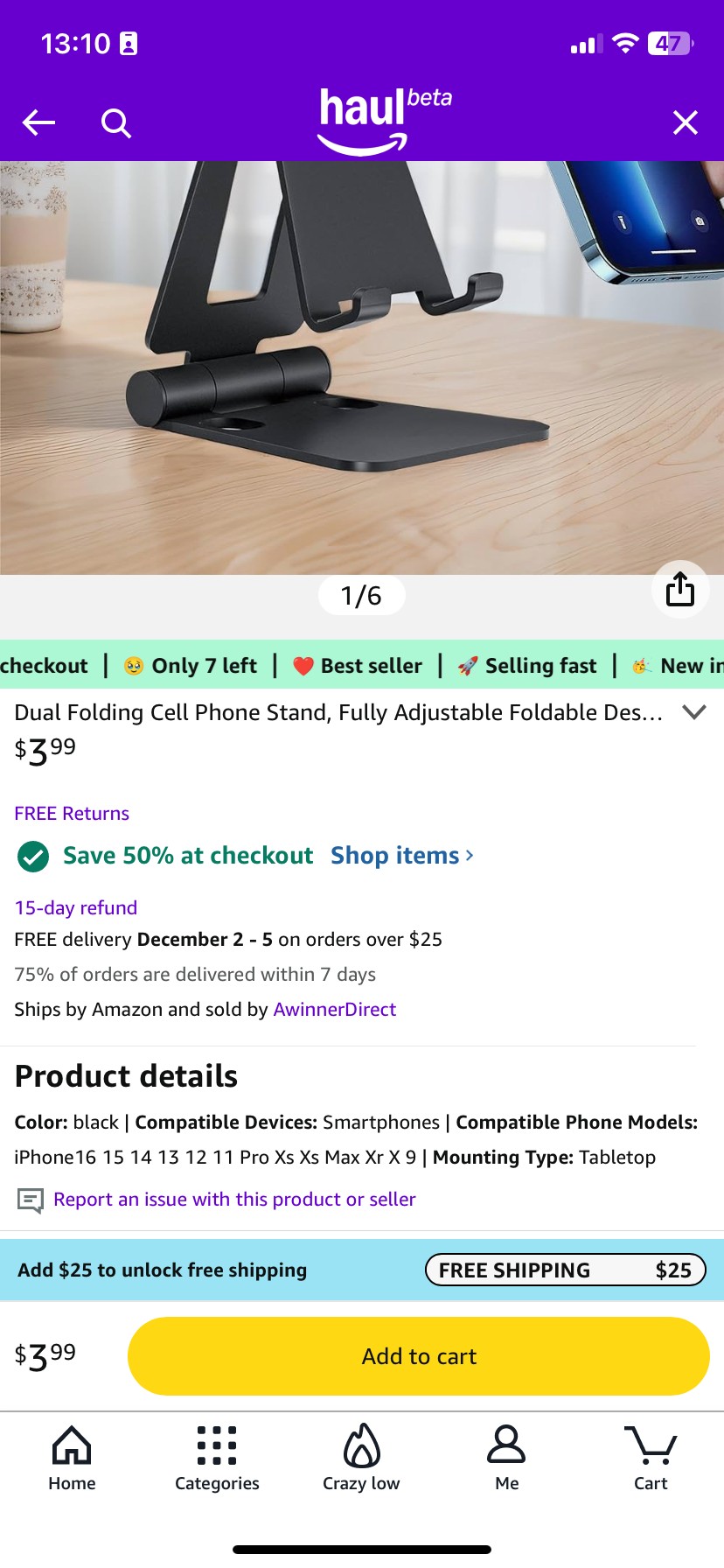 Mô tả Giá Đỡ Điện Thoại trên Amazon Haul bao gồm chi tiết sản phẩm