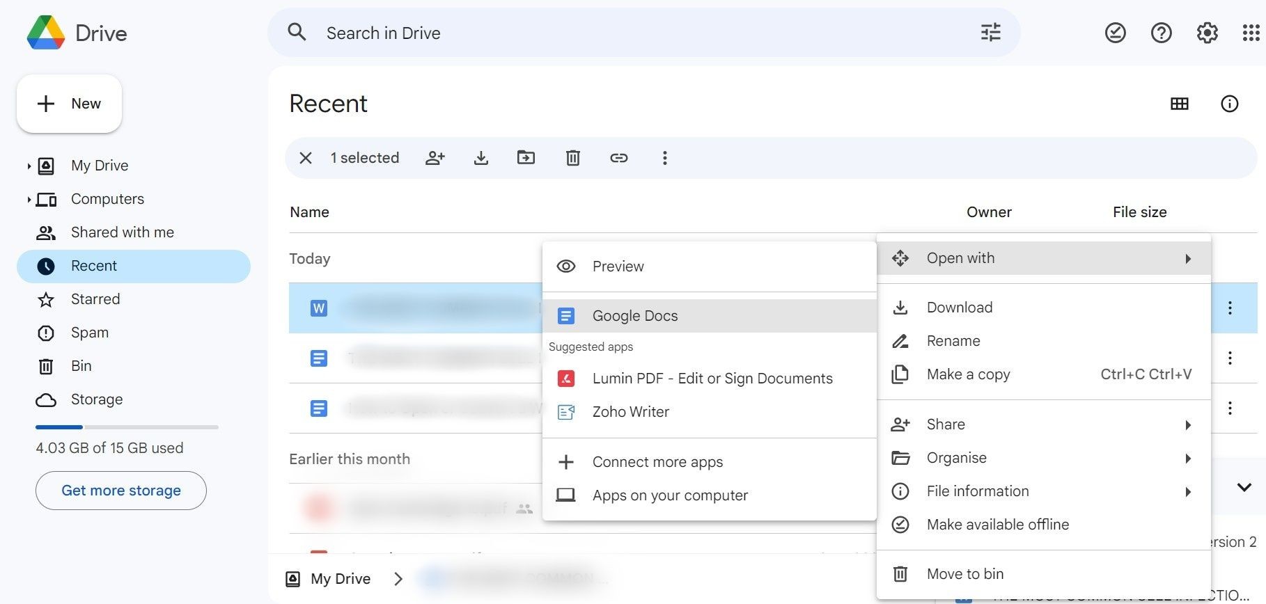 Mở tệp Microsoft Word từ Google Drive trong Google Docs