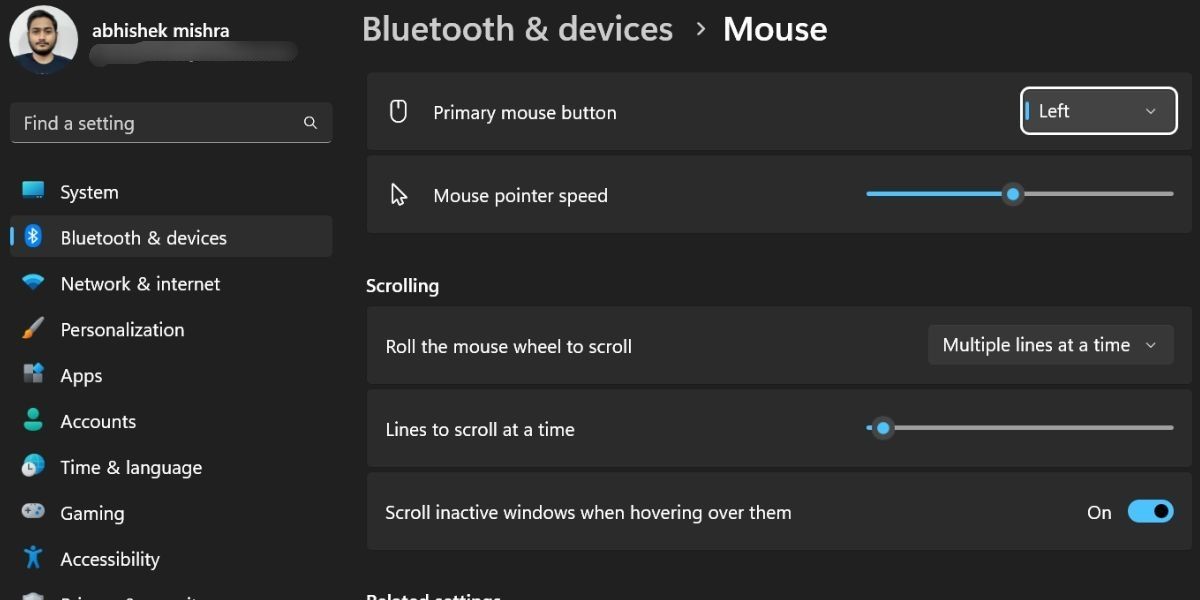 Mở Thuộc Tính Chuột Sử Dụng Settings