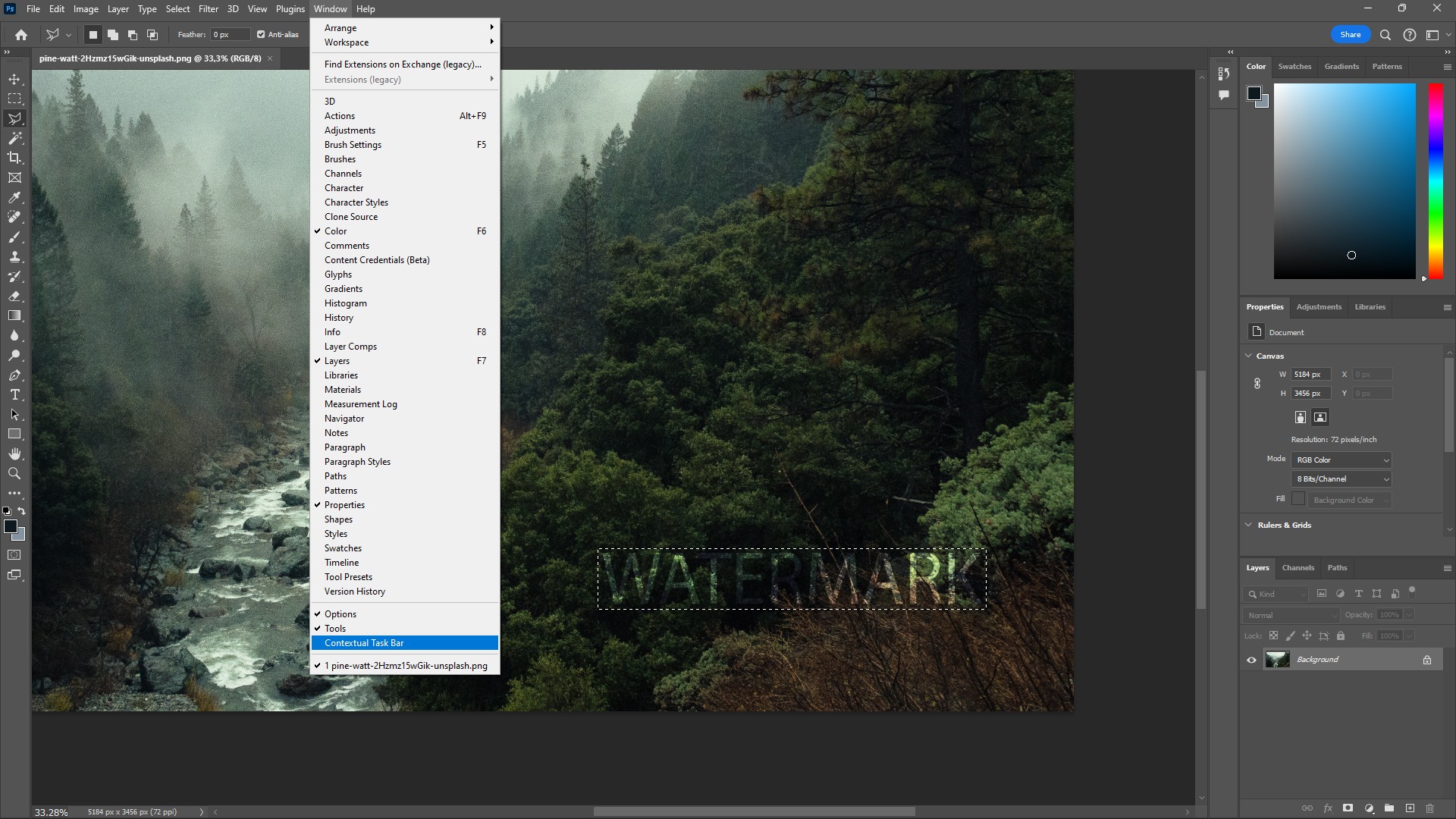 Mở Tùy Chọn Cửa Sổ Trong Photoshop