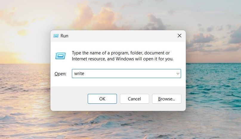 Mở WordPad Bằng Lệnh Run