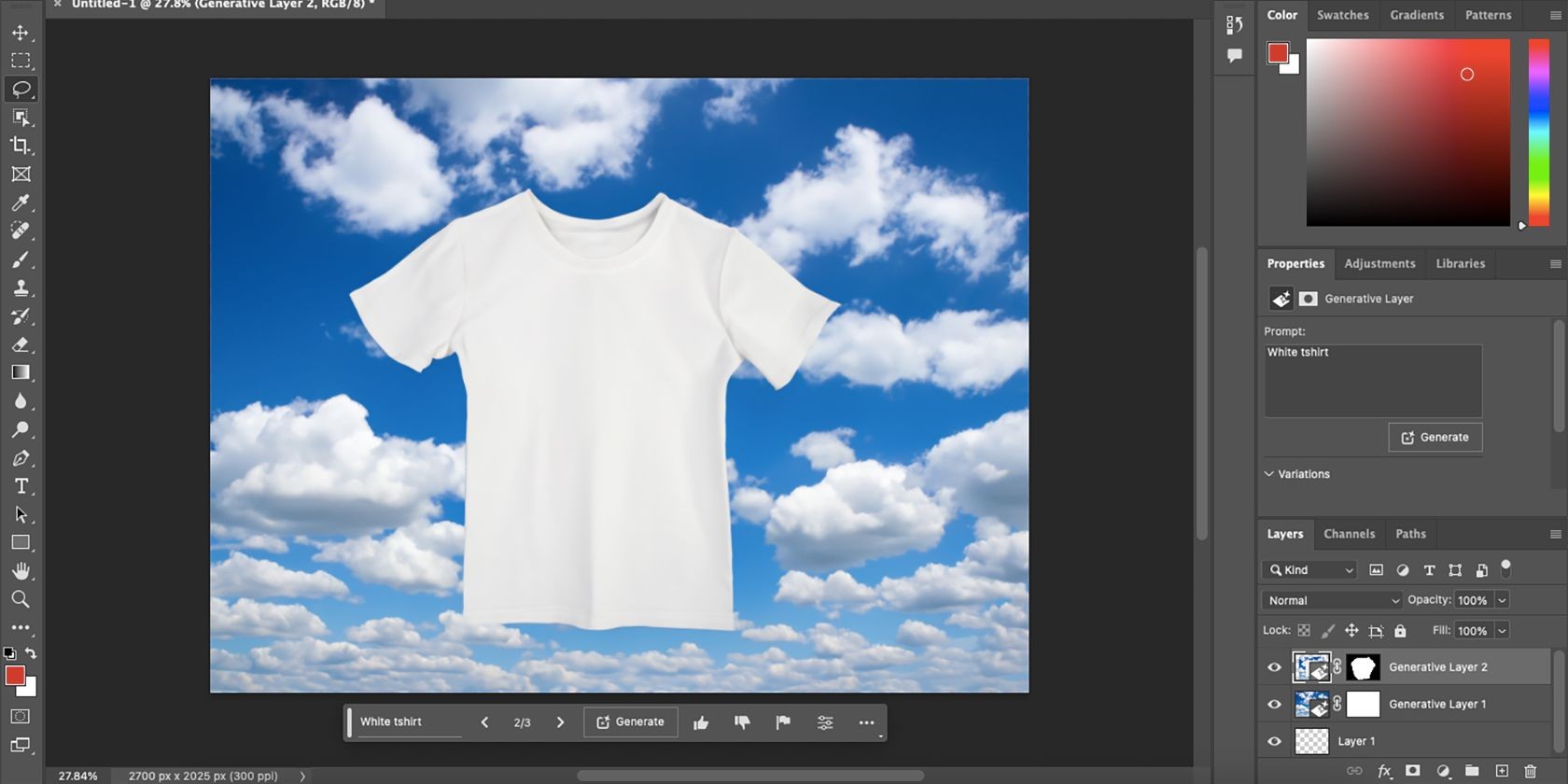 Mockup áo phông được tạo bởi AI trong Photoshop