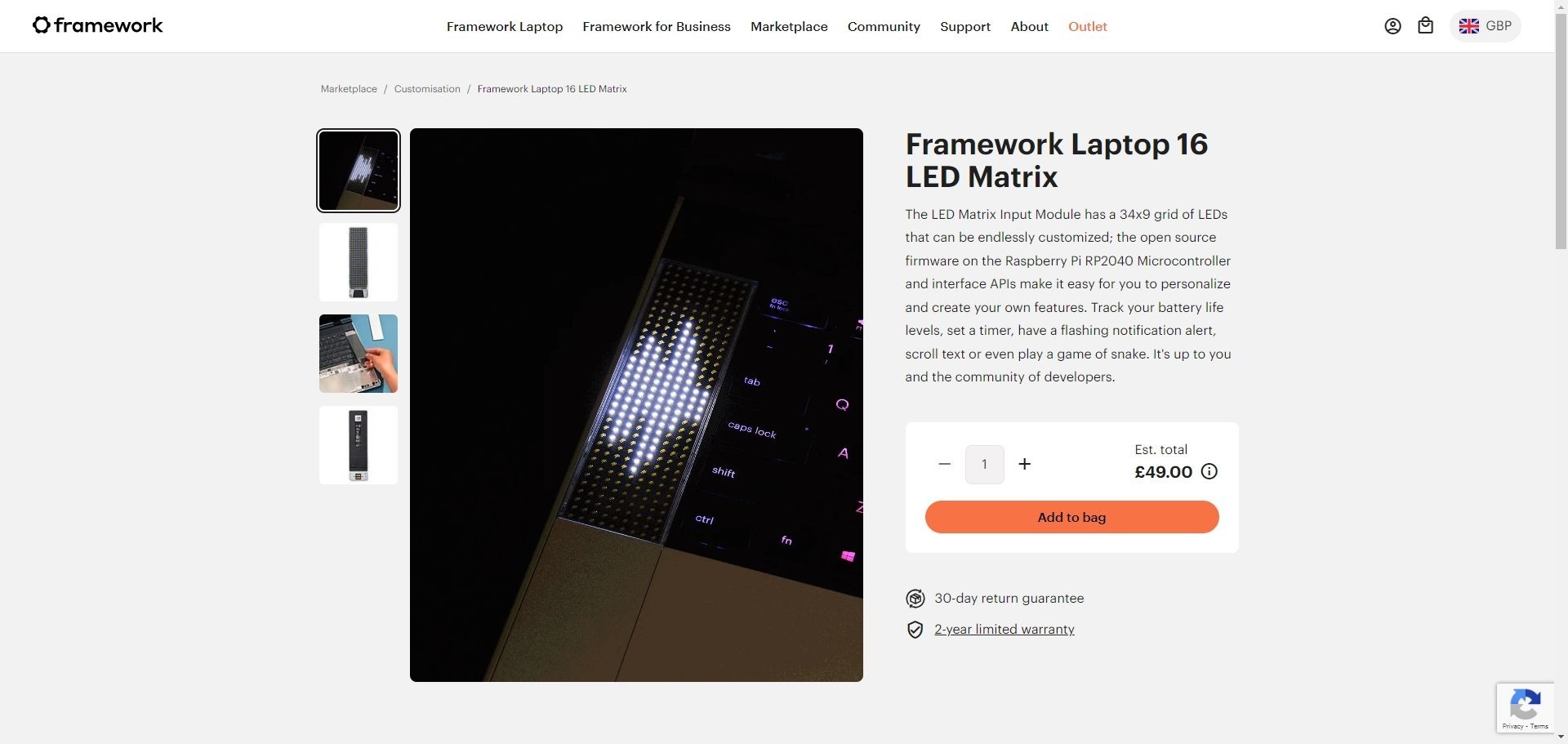 Module đèn LED của Framework Laptop