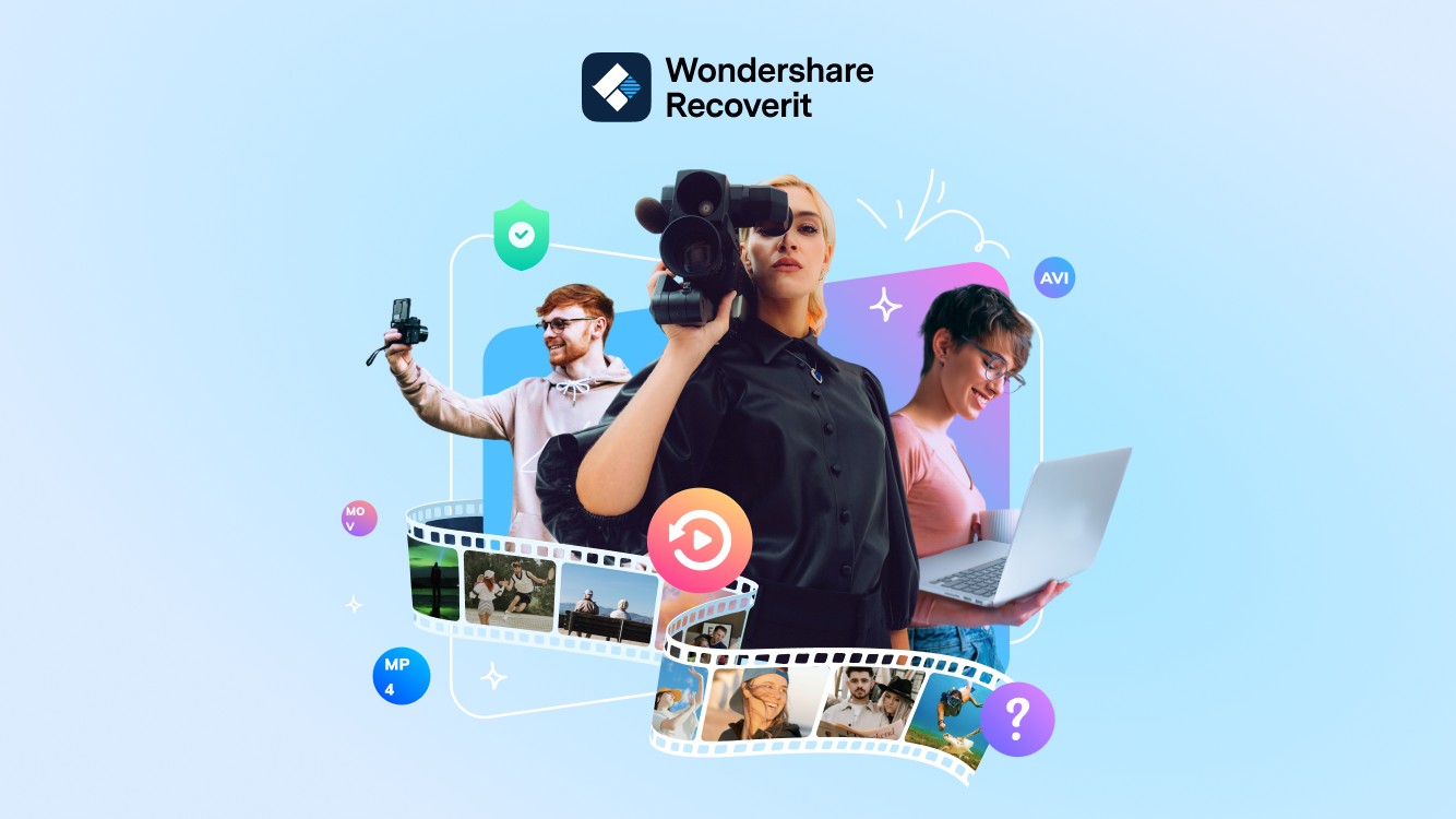 Một người đàn ông và hai phụ nữ chụp ảnh, sử dụng máy quay video và sử dụng máy tính