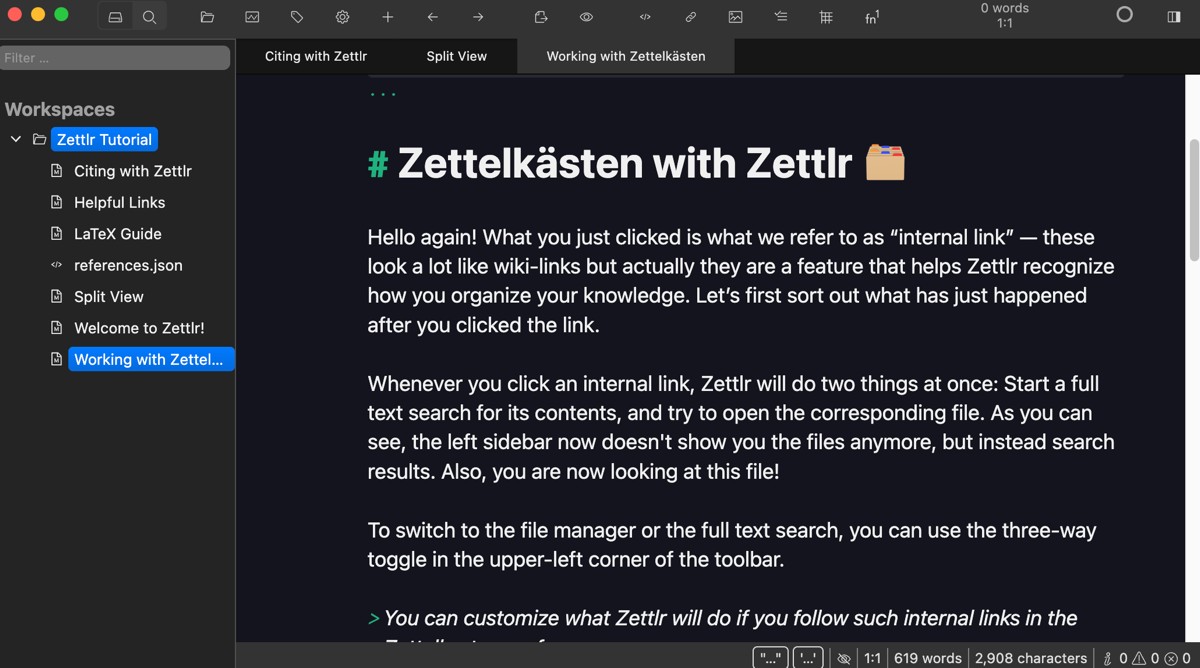 Một Zettelkasten trong Zettlr