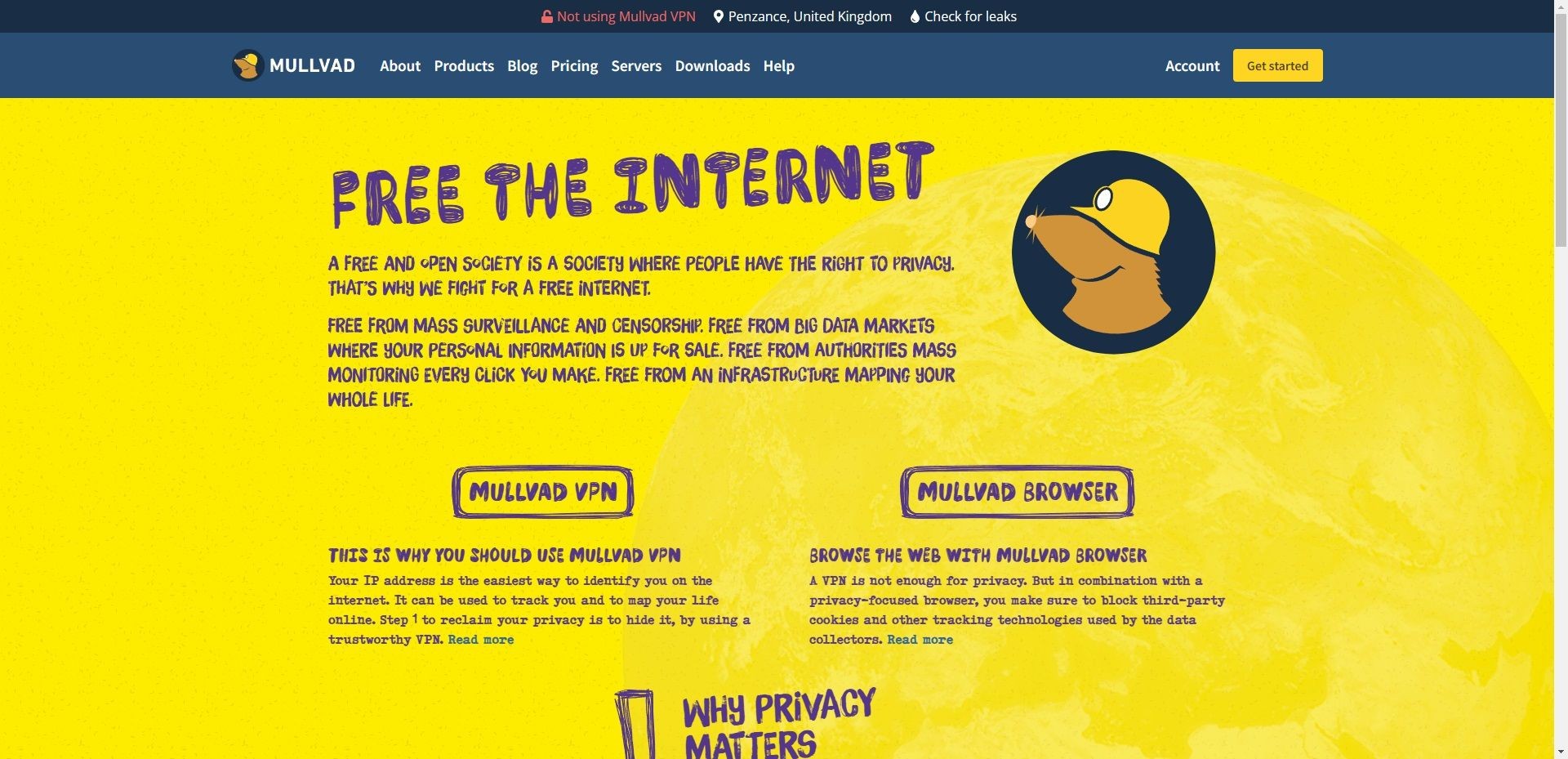 Mullvad VPN trang chủ