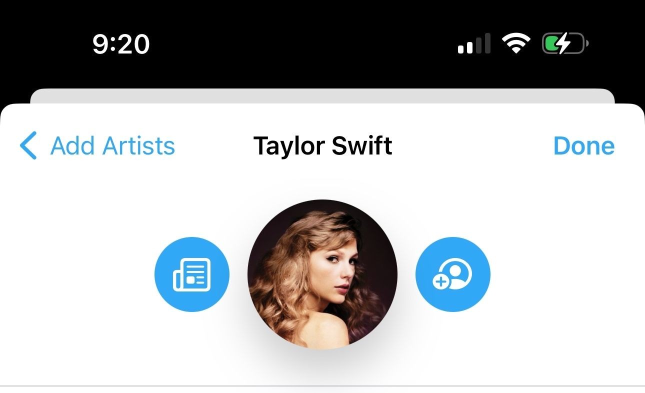 MusicHarbor iPhone app - add new artist, Taylor Swift