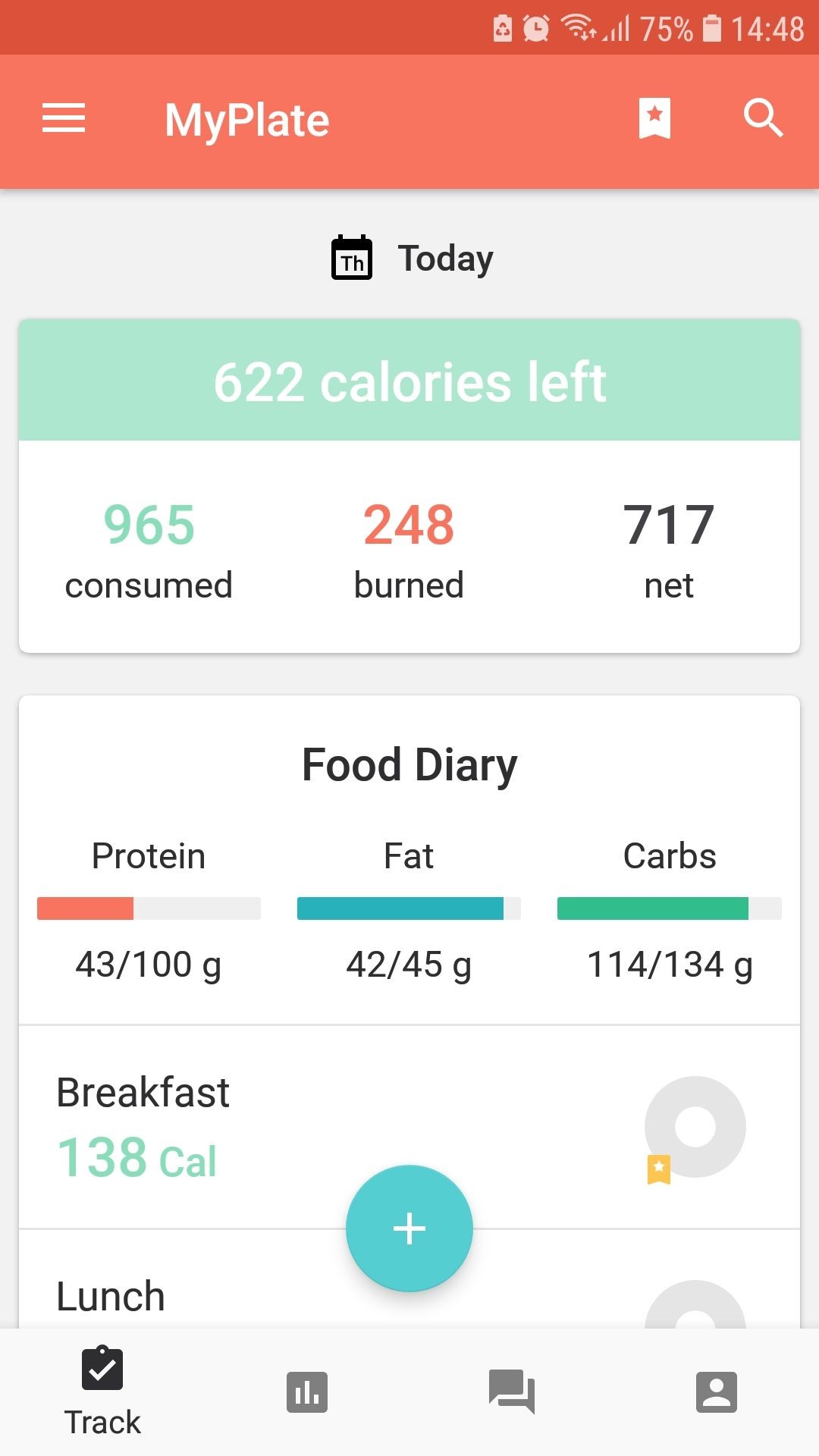 MyPlate theo dõi bữa ăn trên điện thoại Android