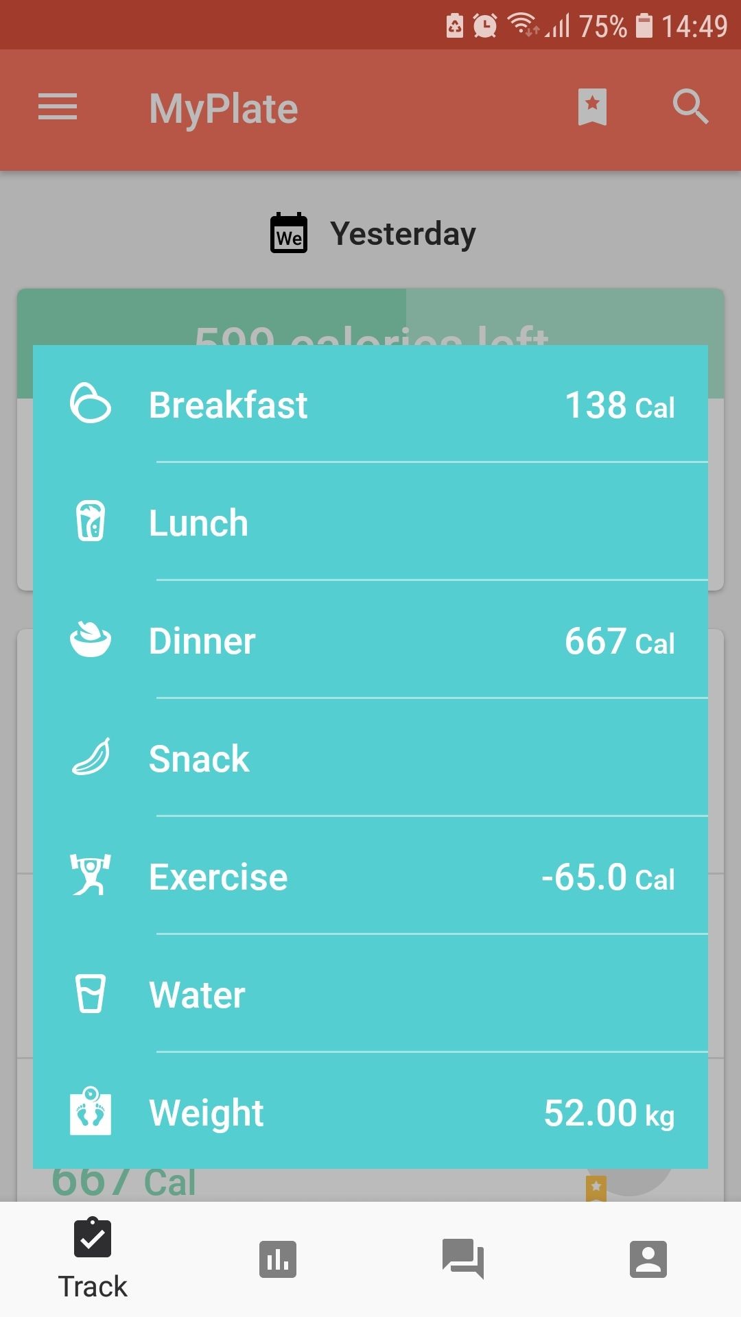 MyPlate thực phẩm theo dõi bữa ăn trên điện thoại Android