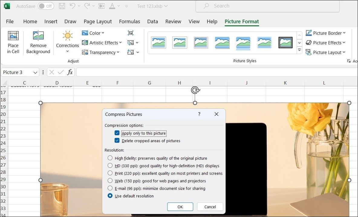 Nén hình ảnh trong file Excel