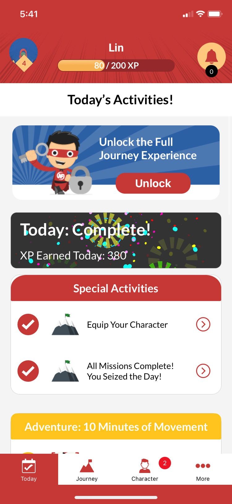Nerd Fitness Journey ứng dụng màn hình chính