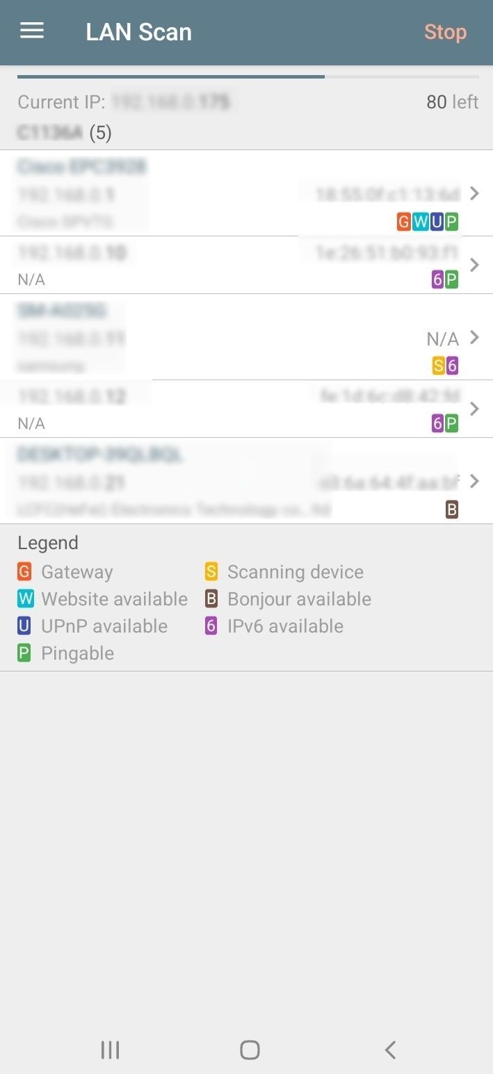 Network Analyzer LAN scan screenshot