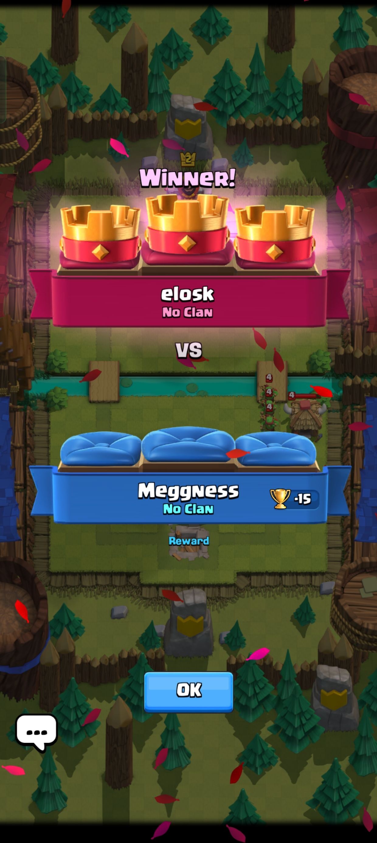 người chiến thắng trong trận đấu 2 người trong clash royale
