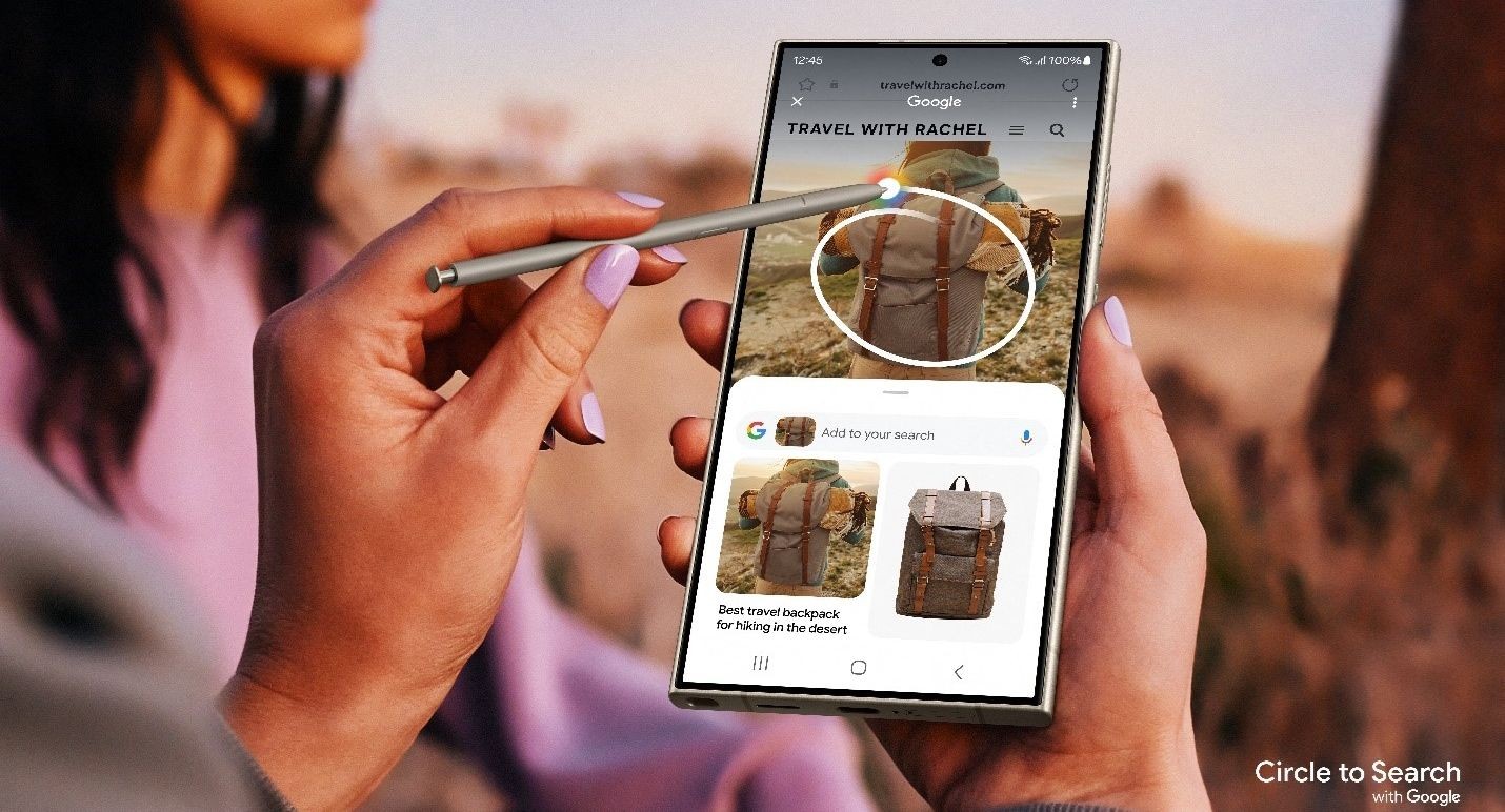 Người dùng kiểm tra tính năng Circle to Search trên Galaxy S24