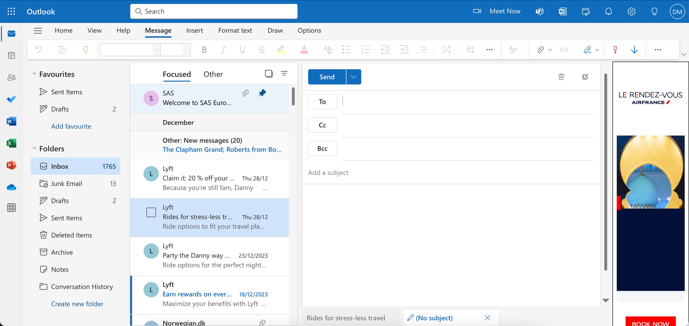 Nhập BCC cho email và soạn phần còn lại của thông điệp trong Outlook