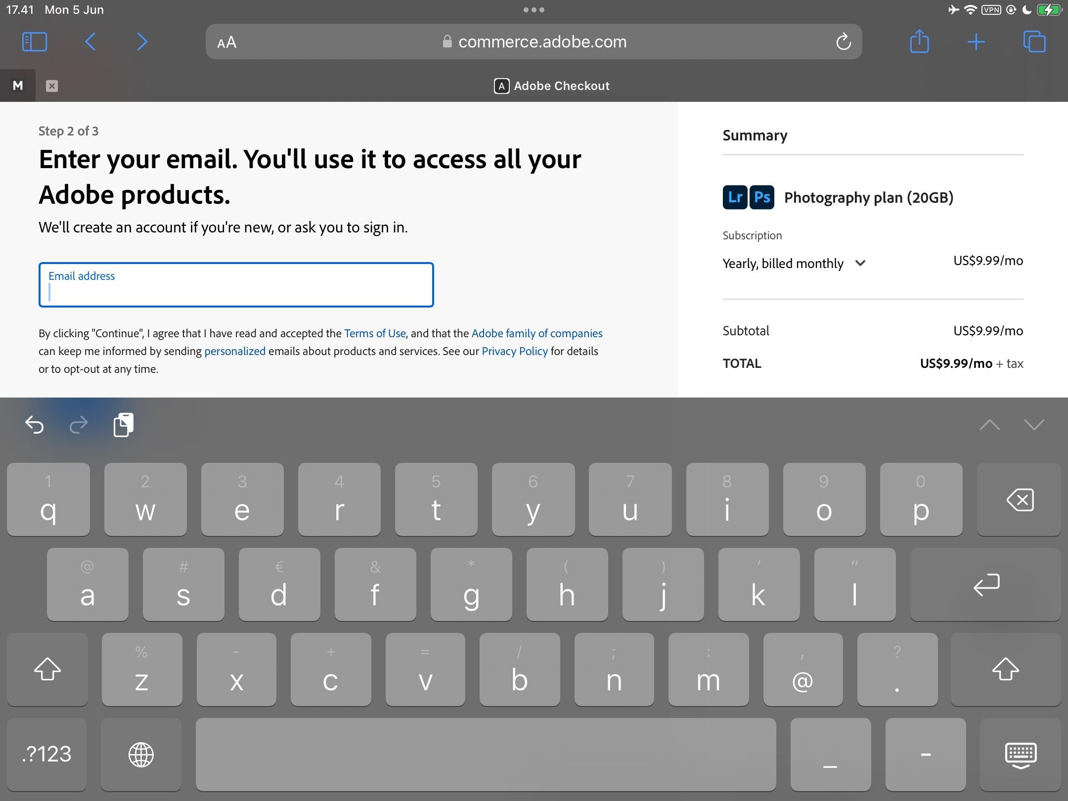 Nhập Địa Chỉ Email Trên Adobe CC Để Tạo Tài Khoản