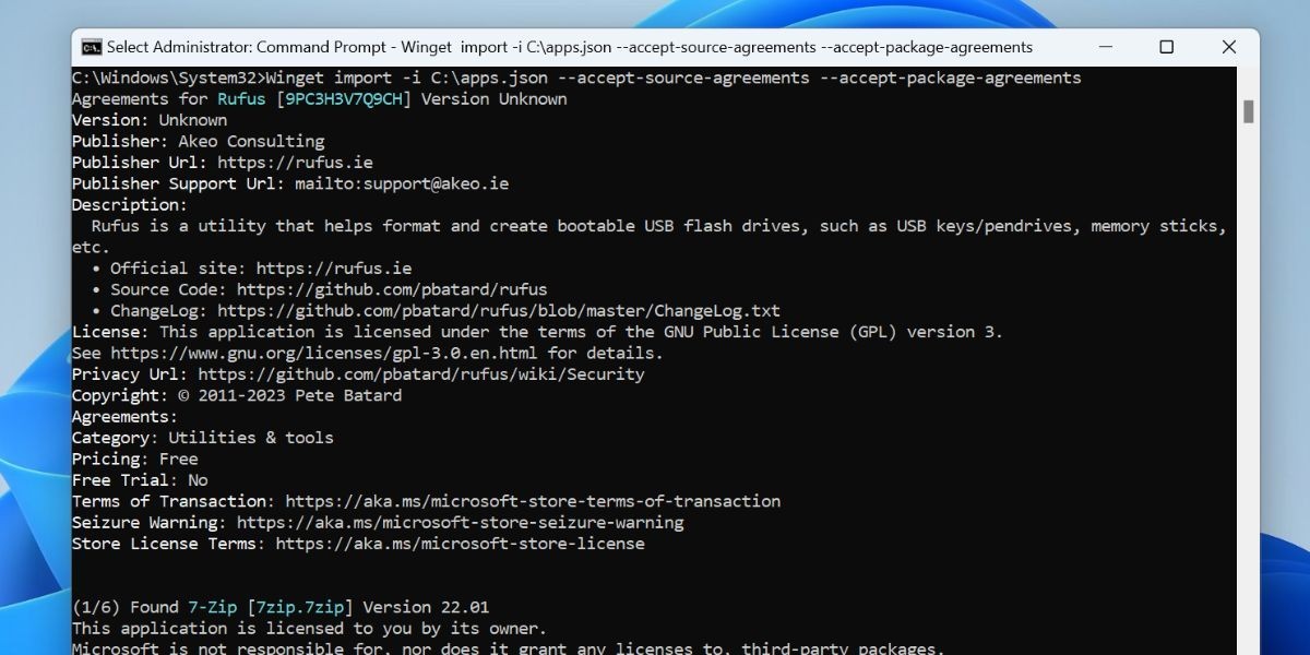 Nhập ứng dụng bằng Winget trên Windows 11