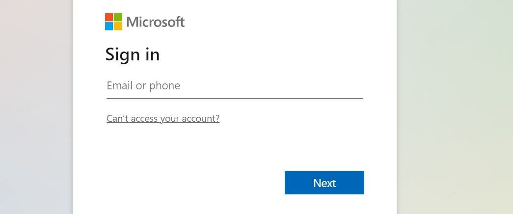 Nhấp vào Không thể truy cập tài khoản của bạn để đặt lại mật khẩu tài khoản Microsoft.