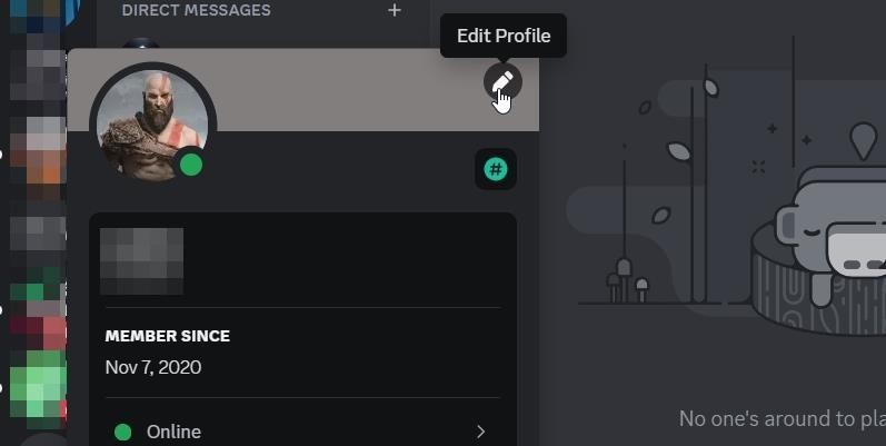 Nhấp vào nút Chỉnh Sửa Hồ Sơ trên ứng dụng Discord cho máy tính để bàn.