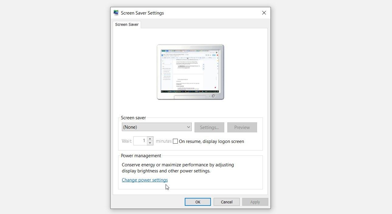Nhấp vào tùy chọn Change power settings